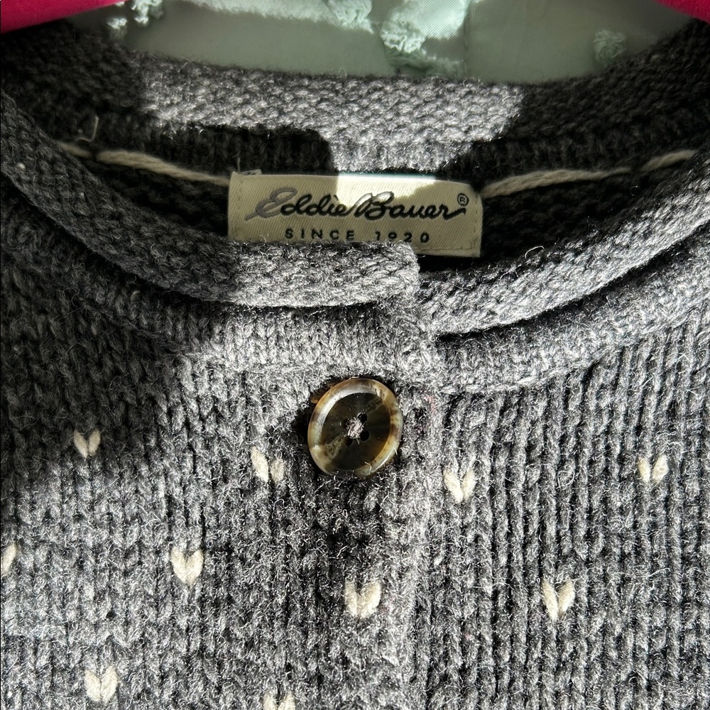 Eddie Bauer Charcoal and Cream Knit Cardigan - Picture 4 of 8